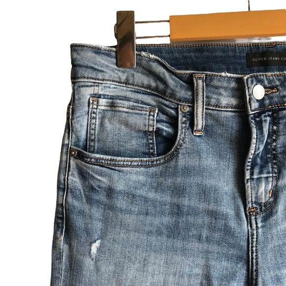 Silver Jeans Beau Girlfriend Fit Jeans Size 30 Light Wash Distressed - Picture 8 of 14